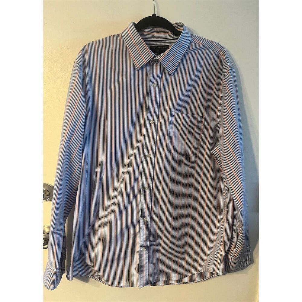 Banana Republic Men's XL Striped Slim Fit Non-Iron Long Sleeve Dress Shirt